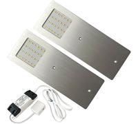 2 Pack | Bright 5W LED Low Profile Under Cabinet Panel Spot Lights & Driver Kit | Aluminium & Natural White | Kitchen Worktop Countertop Cupboard Unit Down Light | Modern Slim Lighting Fitting