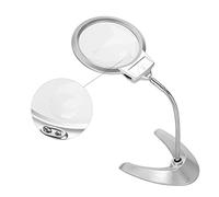 2X 5X Table Desktop Lamp Magnifier Hand Free Metal Magnifying Glass with 2 Lights 130mm Acrylic Letter Lens Large Foldable Magnifier Stand for Reading Inspection Soldering Sewing Repair Hobby Crafts