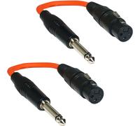 2x 6.35mm 1/4" Mono Jack Plug To XLR 3 Pin Female Socket Adapter Cable Mic Audio