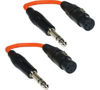 2x 6.35mm 1/4" Stereo Jack Plug To XLR 3 Pin Female Socket Adapter Cable Audio Mic