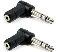 2x 6.35mm Stereo Jack Plug to 3.5mm Socket Adapter - 6.3mm 1/4 Right Angle 90 Degree - Loops