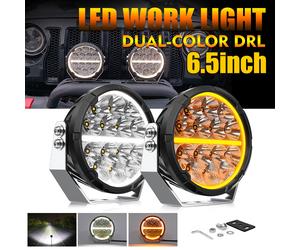 2x 6.5inch LED Driving Lights Round Spotlight Halo DRL Offroad Truck 4x4 ATV UTV