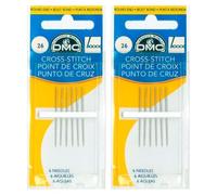 2X 6 Cross Stitch Needles Size 26 Ideal for Aida Fabrics - Precision Design with Easy Threading Eye - Bundled by GetInStyle Shop
