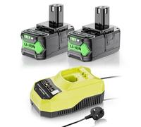 2X 6000mAh Replacement for Ryobi 18v Battery, P117 Battery Charger 4A for Ryobi 18v, P108 battery and charger Compatible with RB18L50 RB18L25 RB18L40 RB18L20 RB18L15 RB18L13 P107 P103 P104 P105 P106