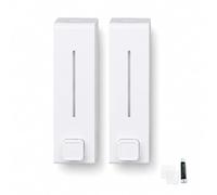 2X 600ml Manual Soap Dispenser Wall Mounted - Refillable Hand Wash Dispenser with Visible Level for Bathroom & Hotel - Durable ABS Waterproof Liquid Soap Holder, No Drilling & Screw Installation