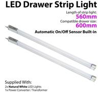 2x 600mm LED Drawer Strip Light AUTO ON/OFF PIR SENSOR Kitchen Cupboard Door