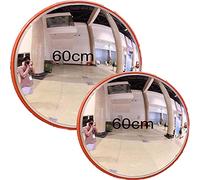 2X 60cm Convex Mirror for Shop Security with Wall Fixing Brakcet 24" Unbreakable for Store Safety Blind Spot Surveillance Parking Road Polycarbonate