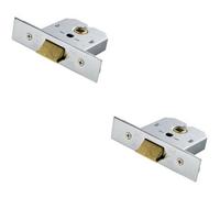 2 Pack | 64mm Flat Mortice Door Security Latch - Fire Door Rated - Satin Chrome