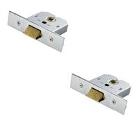 2x 64mm Flat Mortice Door Security Latch Fire Door Rated Satin Chrome