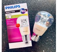 2X 6W - 40W Philips Master Ball LEDluster 470 Lumen warm dimming A+ E27 ES 75070