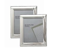 2x 6x8-inch Satin Silver Plated Photo Frames Grass Blade Design Stands/Hangs both ways (Landscape or Portrait) Two-Tone - 328ASS30 (2x 6x8-inch)