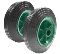 2x 7.5" Solid Wheels Sack Truck Hand Cart Replacement Wheel Universal Fit for Garden Carts, Sack or Hand Trucks, Trolleys, Utility Wagons, Puncture Proof 1 inch Bore - Green