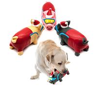 2x 7 inches Long PIG Squeaky Dog Toys - LATEX Chew Toy for Dogs - 3 Designs - Interactive, Puppy Toys, Festive Pigs Honk, Doggy Gifts (Assorted (Pack of 2), Goggles)