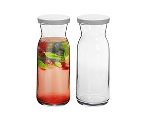 2X 700ml Glass Water Jug - 'Brocca' Range - Juice Carafe Decanter with Silicone Lid for Water, Wine, Iced Tea - By Argon Tableware