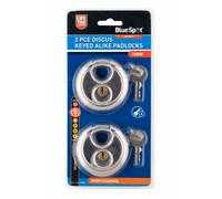 2x 70mm Keyed Alike Disc Padlocks | Heavy Duty Hardened Steel Lock Set 4 Keys