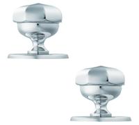 2x 79mm OCTAGONAL Centre Door Knob Victorian Polished Chrome Outdoor Handle