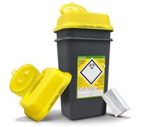 2x 7L Sharps Waste Bin Container Pre-Injection Disposal Kit + 100pc Wipes | Twin Pack Large Capacity Kit, Isopropanol Wipes Included, Ideal for Needles, Syringes, Lancets, Scalpels, Medical Sharps