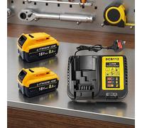 2X 8.0Ah 18V Li Ion Replacement Batteries With Charger Compatible With Dewalt Dcb184 Dcb184 Xj Dcb182 Xr