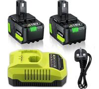 2X 8.0Ah 18V Lithium Battery for ryobi P108 + P117 Charger Compatible with Ryobi One+ Battery RB18L50 RB18L25 RB18L40 RB18L20 RB18L15 RB18L13 P102 P103 P104 P105 P106 P107 P108