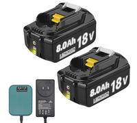 2x 8.0Ah Battery and Charger Replacement for Ma-kita,Compatible with Ma-kita 18V Battery BL1850 BL1830 BL1850B BL1860B BL1860 BL1830B BL1840 BL1820 BL1815 BL1845 and 14.4V-18V Charger DC18RC DC18RD