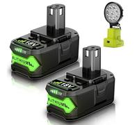 2X 8.0Ah P108 Battery + LED Project Light for Ryobi, Powtree Replacement for Ryobi One+ Battery Compatible for P102 P103 P104 P105 P107 P108 P109 P122 Cordless Power Tools with LED Indicator