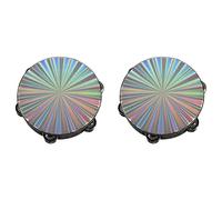 2X 8 Inch Wooden Tambourine Handbell Hand Drum Reflective Percussion Instrument Toy Dancing Singing Accompaniment