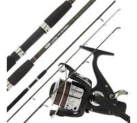DNA Leisure 2X 8ft 2pc Camo Carp Stalker Fishing Rod 2x Max 40 2BB Carp Runner Reel & Line