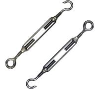 2x 8mm Hook & Eye Straining Screw Turnbuckle Galvanised Steel Wire Rope Tension