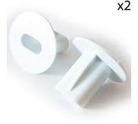 2x 8mm White Twin/Double Shotgun Cable Entry Bushes/Grommets - Feed Through Wall/Brick Cover - Coaxial/Satellite Hole Tidy Plate Caps - CCTV/DVR