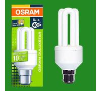 2x 8W (=40W) OSRAM Low Energy Power Saving CFL Stick Light Bulbs BC B22 Lamps [EEK: A]
