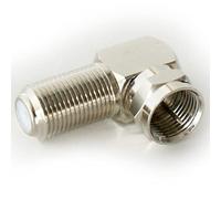2x 90 Degree F Type Screw Connector Adapter - Sat Coaxial Right Angled Plug to Socket - Loops