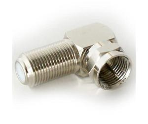 2x 90 Degree F Type Screw Connector Adapter - Sat Coaxial Right Angled Plug to Socket - Loops