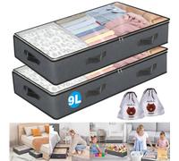 2X 90L Large Underbed Storage Bag Clothes Zipped Organizer Fabric Storage Bag