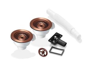 2X 90mm Antique Copper Waste & Overflow for Astini RAK, Rangemaster Ceramic Sink