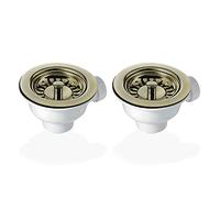 2X 90mm Basket Strainer Waste for Astini, RAK, Rangemaster Ceramic Sink-Bronze