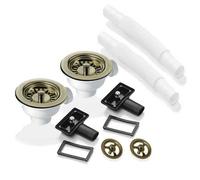 2X 90mm Basket Strainer Waste & Overflow Kit - Astini, Fits 90mm Openings For 2-Bowl Ceramic, Granite And Stainless Sinks