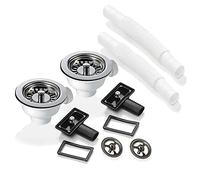 2X 90mm Chrome Waste, 2X Overflow for Astini, RAK, Rangemaster Ceramic Sink