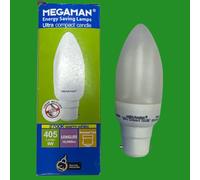 2x 9W (=40W) Megaman Candle CFL BC B22 Low Energy Power Saving Light Bulbs