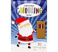 2X A4 Christmas Colouring Book - 80 Pages with Colouring Pencils | Xmas Activity Book for Kids & Adults | Santa, Snowmen, Reindeer & More | Stocking Filler or Christmas Eve Box Gift