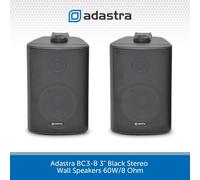 2x Adastra 60W Stereo Speakers Bookshelf or Wall Mount HiFi Surround BC3-B Black