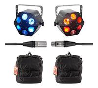 2x ADJ Quad Phase HP LED Light inc. Carry Bags and DMX Cable (Bundle)