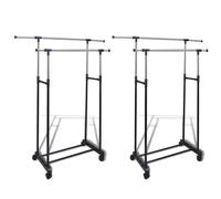2x Adjustable Clothes Rack 2 Hanging Rails Garment Holder Coat Storage vidaXL