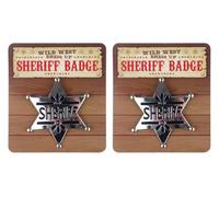 2x Adult Sheriff Badge 5.5cm Star Police Sheriff Cowboy Detective Wild West Halloween Cosplay Fancy Dress Costume Accessories - Bundled by GetInStyle Shop