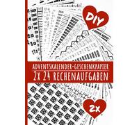 2x Adventskalender Verpackung schwarz weiß - Geschenkpapier mit Rechenaufgaben - A4 Papier für 2 DIY Adventskalender: Adventskalender basteln mit ... & Kinder ab 9 Jahren | modern minimalistisch