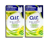 2x Air by W5 | Mini Spray Refill - Citrus Fresh | 3 Refill Cartridges - 750 Applications | Bathroom and Toilet | 3x24mL in Each Pack