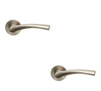 2X Air Twisted Angular Design Lever On Slim Round Rose Concealed Fix Satin Steel