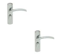 2X Arched Lever On Bathroom Backplate Door Handle 170 X 42mm Polished Chrome