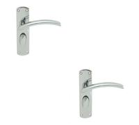 2x Arched Lever on Bathroom Backpalte Door Handle 170 x 42mm Polished Chrome