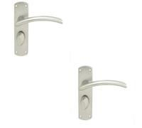 2x Arched Lever on Bathroom Backpalte Door Handle 170 x 42mm Satin Chrome