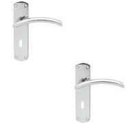 2x Arched Lever on Lock Backplate Door Handle 170 x 42mm Polished Chrome